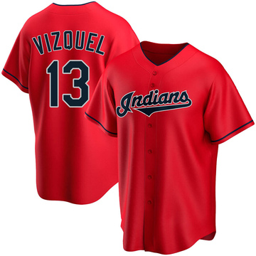 هاوس بارتي Cleveland Indians #13 Omar Vizquel Navy Blue Alternate Women's Stitched MLB Jersey ملابس داخلية صيفية